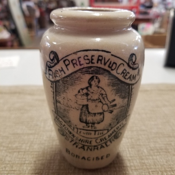 none Other - Small Ironstone Cream English Advertising Pot